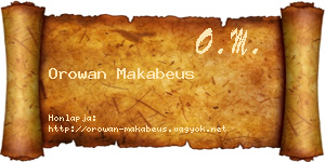 Orowan Makabeus névjegykártya